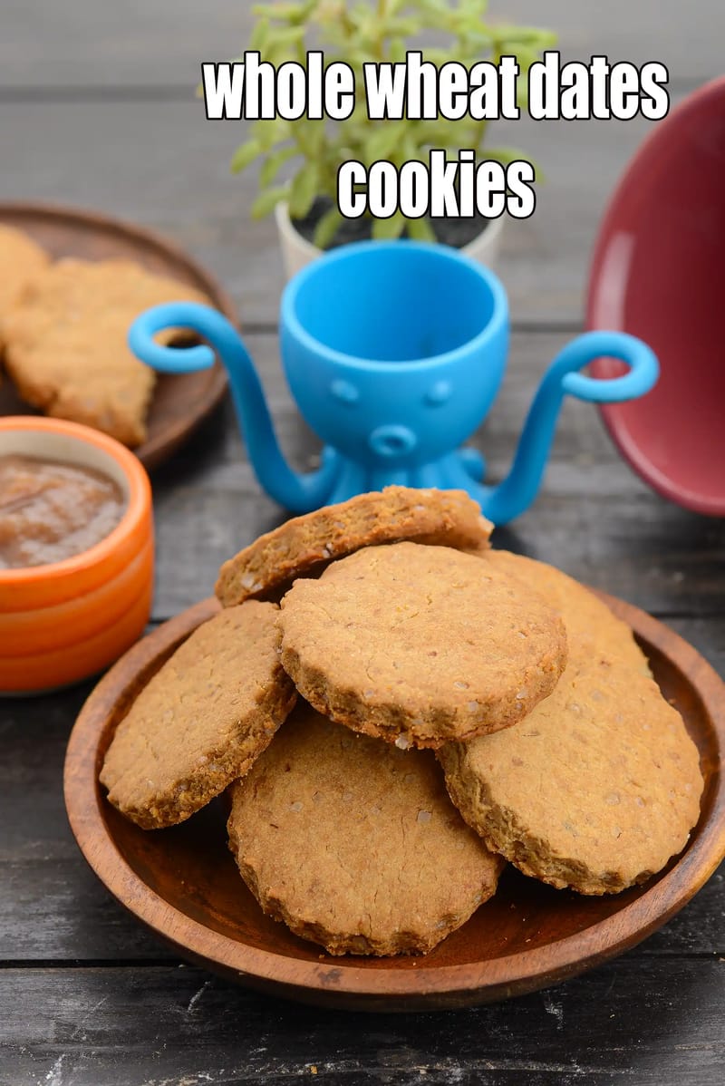 Whole wheat dates cookies | eggless atta khajur biscuit | Indian dates cookies | wheat butter cookies | | Tarla Dalal