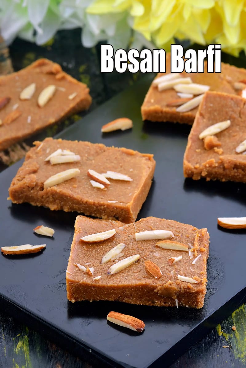 Besan barfi recipe | besan barfi with ghee | quick Indian besan barfi sweet | | Tarla Dalal