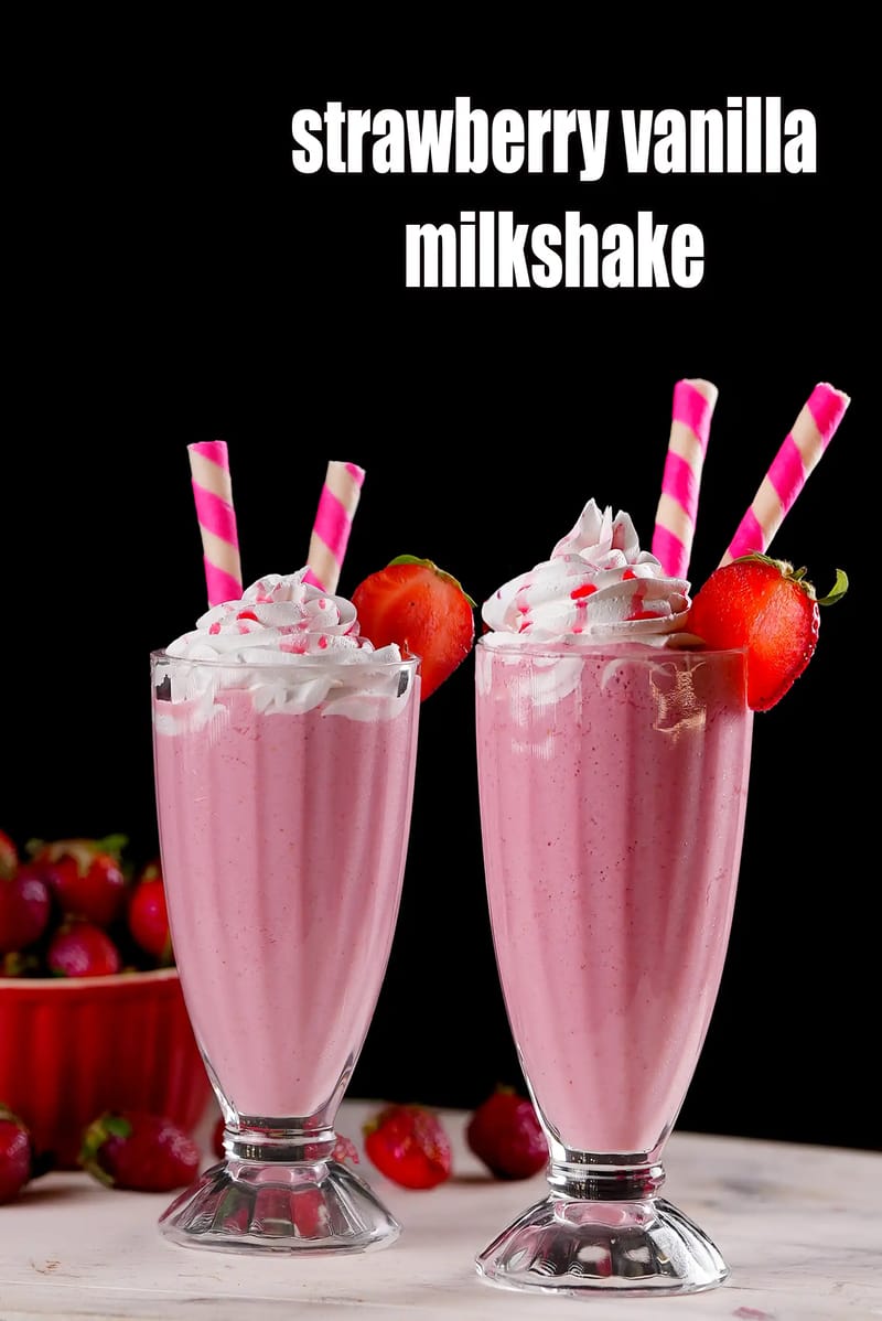 Strawberry vanilla milkshake recipe | Indian style strawberry ice cream milkshake | strawberry smoothie | | Tarla Dalal