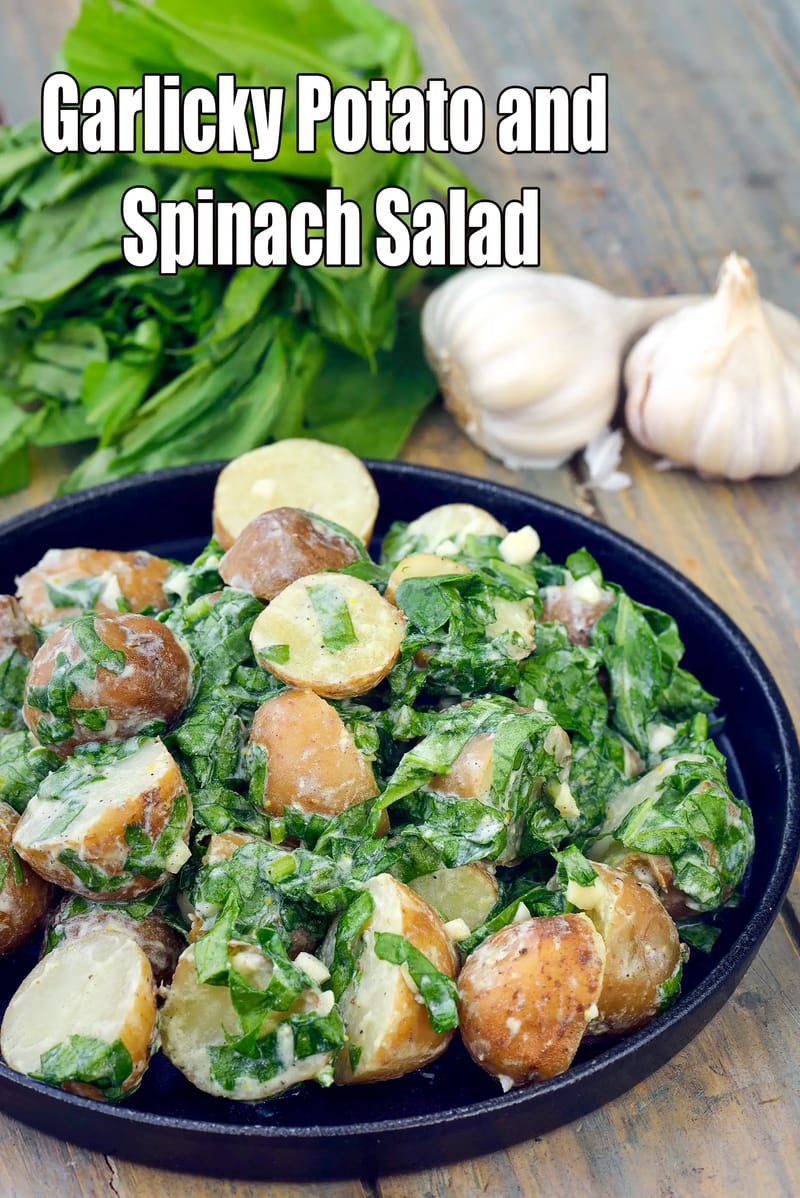 Garlicky Potato and Spinach Salad | Tarla Dalal