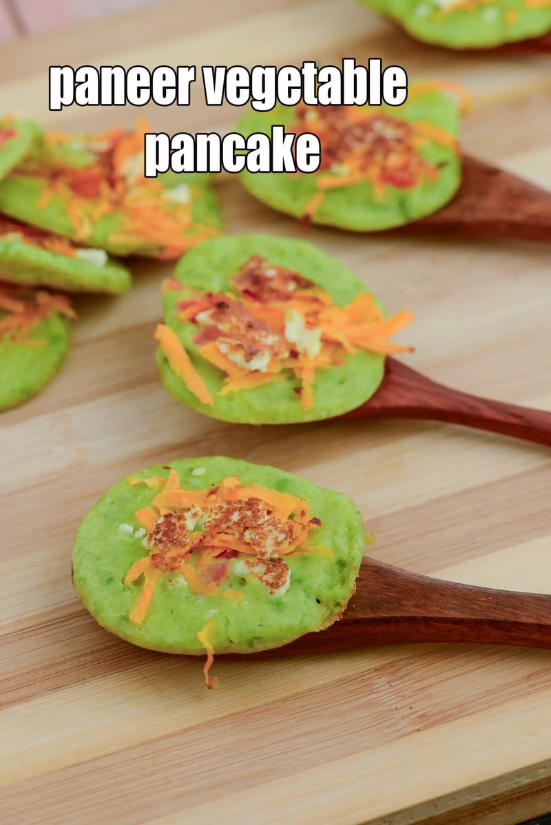 Paneer vegetable pancake recipe | Indian pancakes with green peas, tomatoes and carrot | vegetable cheela with besan and rice flour | | Tarla Dalal