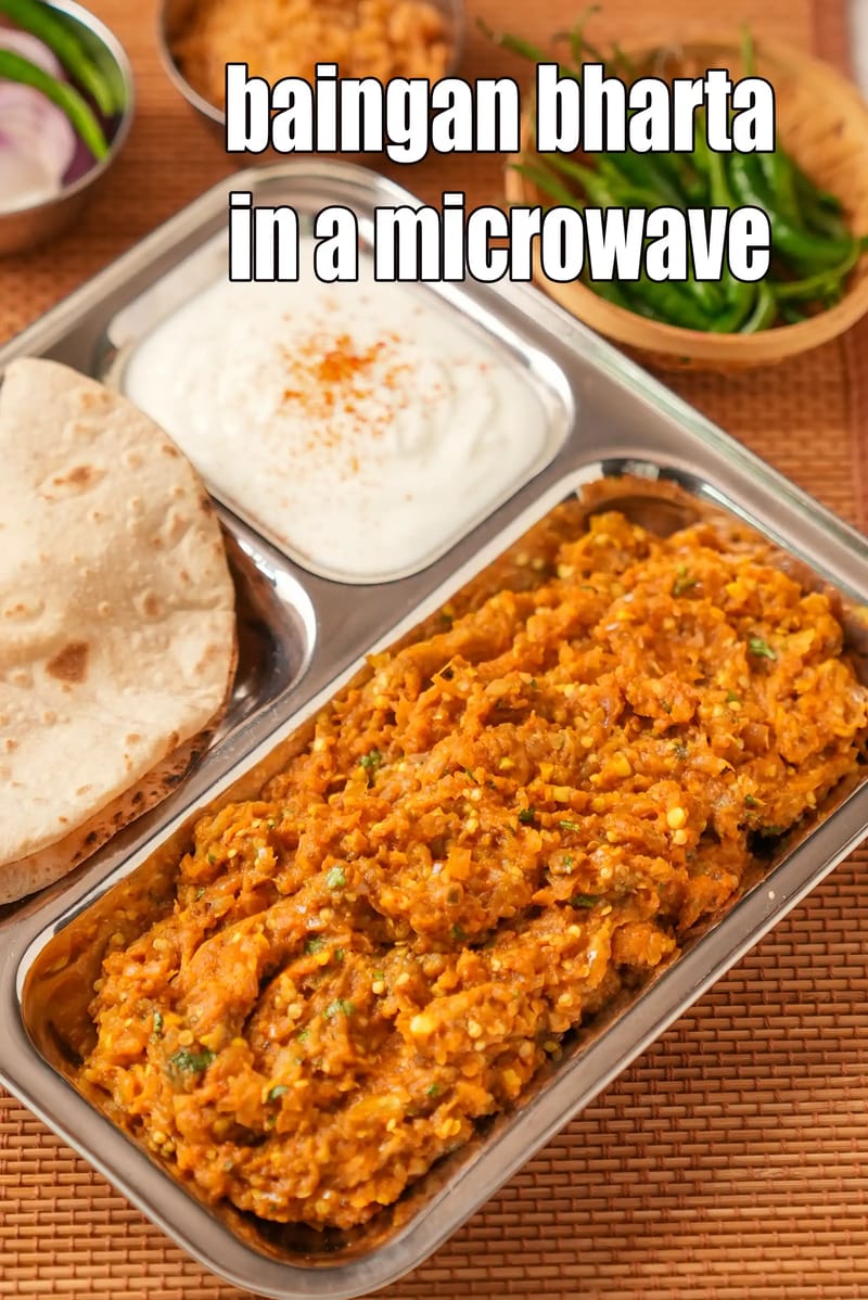 Baingan bharta in a microwave | baingan ka bhurta using microwave | roasted eggplant in microwave | | Tarla Dalal