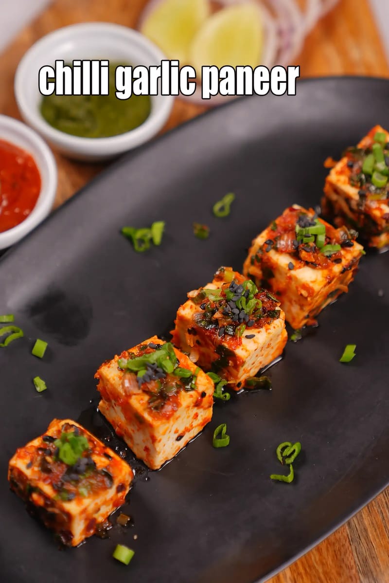 Chilli garlic paneer recipe | pan fried chilli garlic paneer | quick paneer starter | | Tarla Dalal