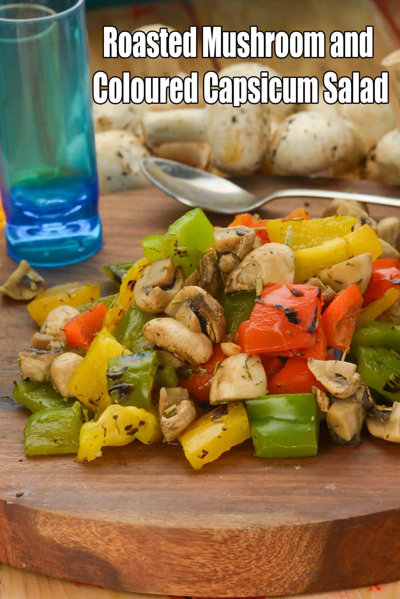 Roasted Mushroom and Coloured Capsicum Salad | Tarla Dalal