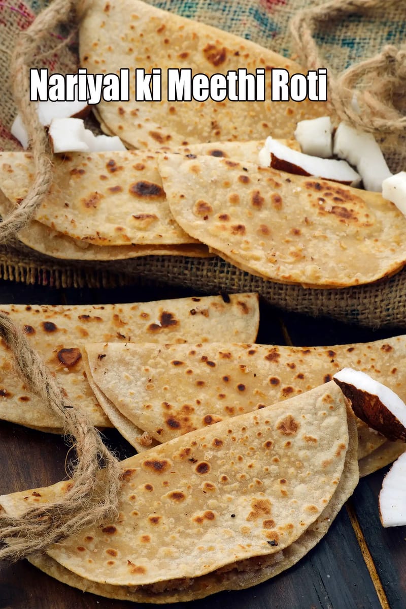 Nariyal ki meethi roti recipe | Maharashtrian sweet coconut roti | nariyal wali roti | | Tarla Dalal