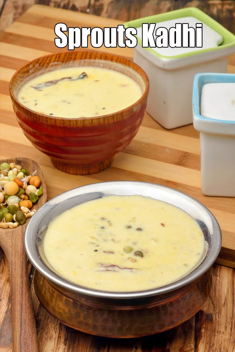 Sprouts Kadhi | kadhi for diabetes, heart, blood pressure |  calcium, protein, Vitamin A rich kadhi | | Tarla Dalal