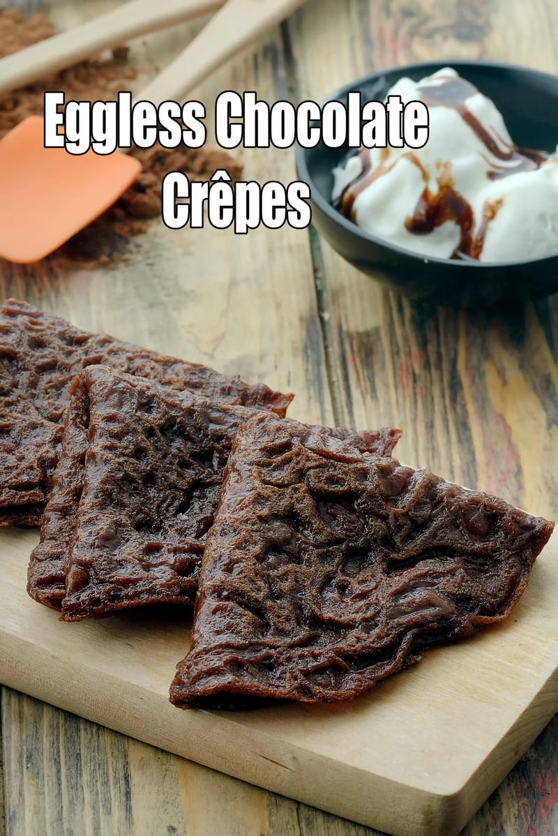 Eggless Chocolate Crêpes |  Indian style Eggless Chocolate Crêpes |  quick vegetarian sweet Crêpes | | Tarla Dalal