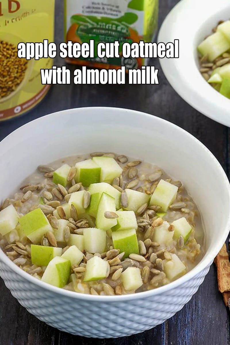 Apple steel cut oatmeal with almond milk recipe | healthy Indian apple and steel cut oats | fibre rich breakfast | | Tarla Dalal
