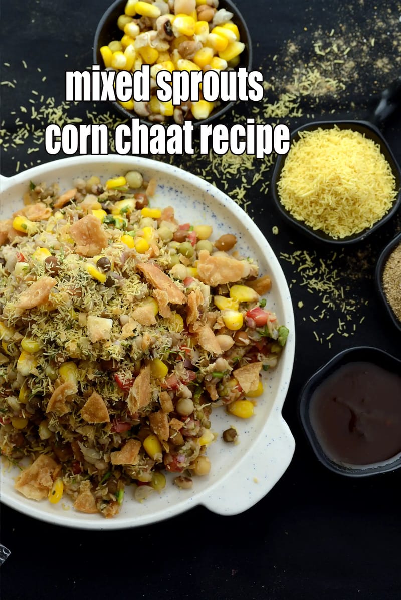 Mixed sprouts corn chaat recipe | sprouts and corn chatpata chaat | sprouts and corn bhel | sprouts and corn chaat | | Tarla Dalal