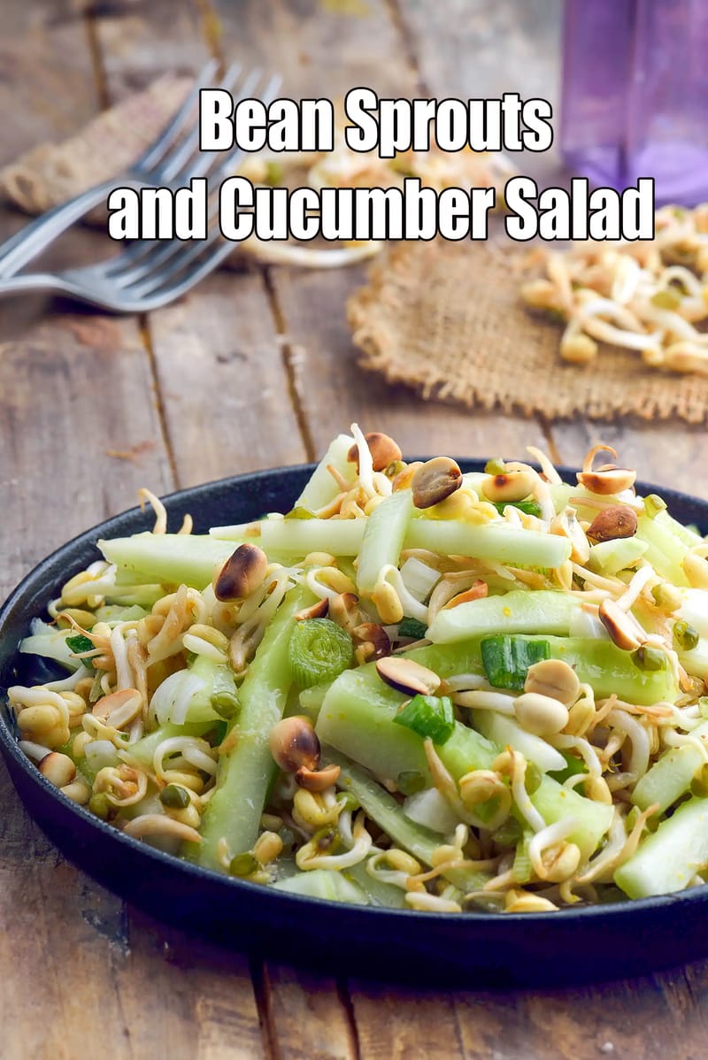 Bean sprouts cucumber salad | crunchy sprouts cucumber mix | cucumber sprouts vinegar salad | | Tarla Dalal