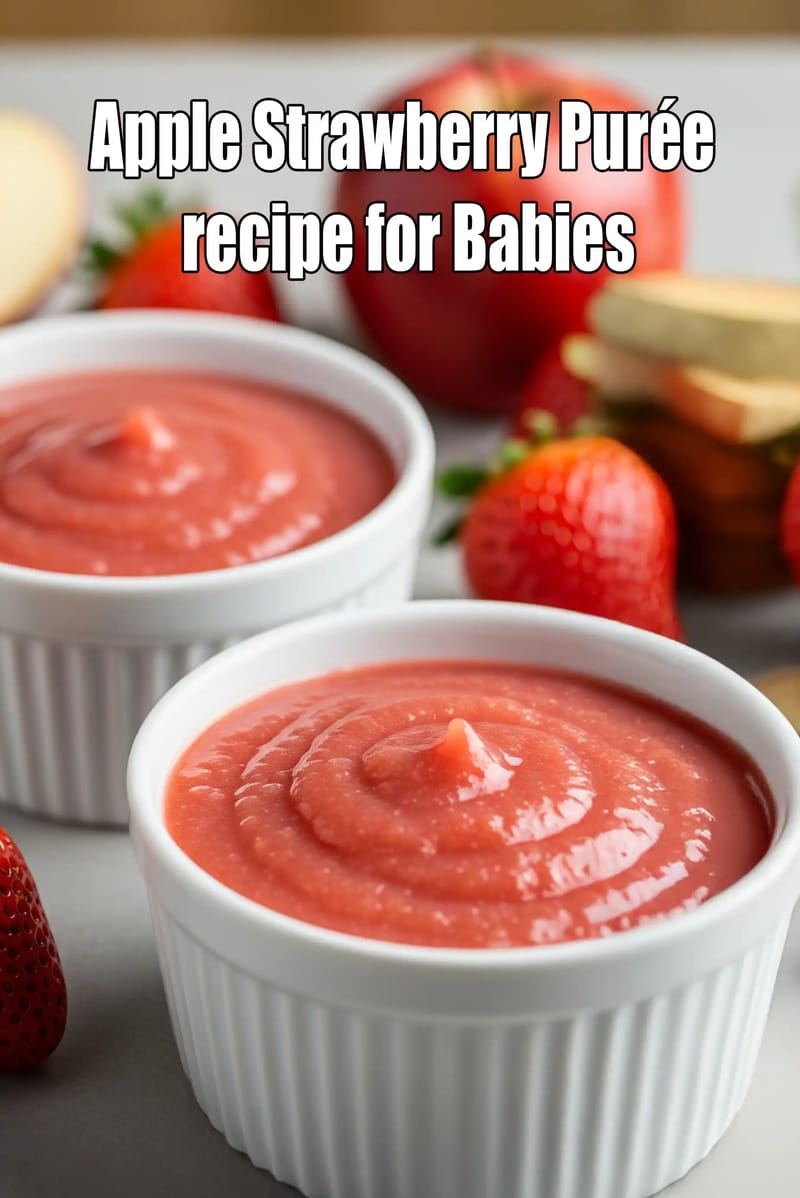 Apple Strawberry Purée recipe for Babies | No Sugar Added Apple Strawberry Baby Food  | Healthy Apple Strawberry Baby Food | | Tarla Dalal