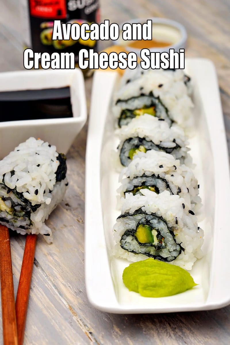 Avocado and Cream Cheese Sushi, Veg Avocado and Cream Cheese Sushi | Tarla Dalal