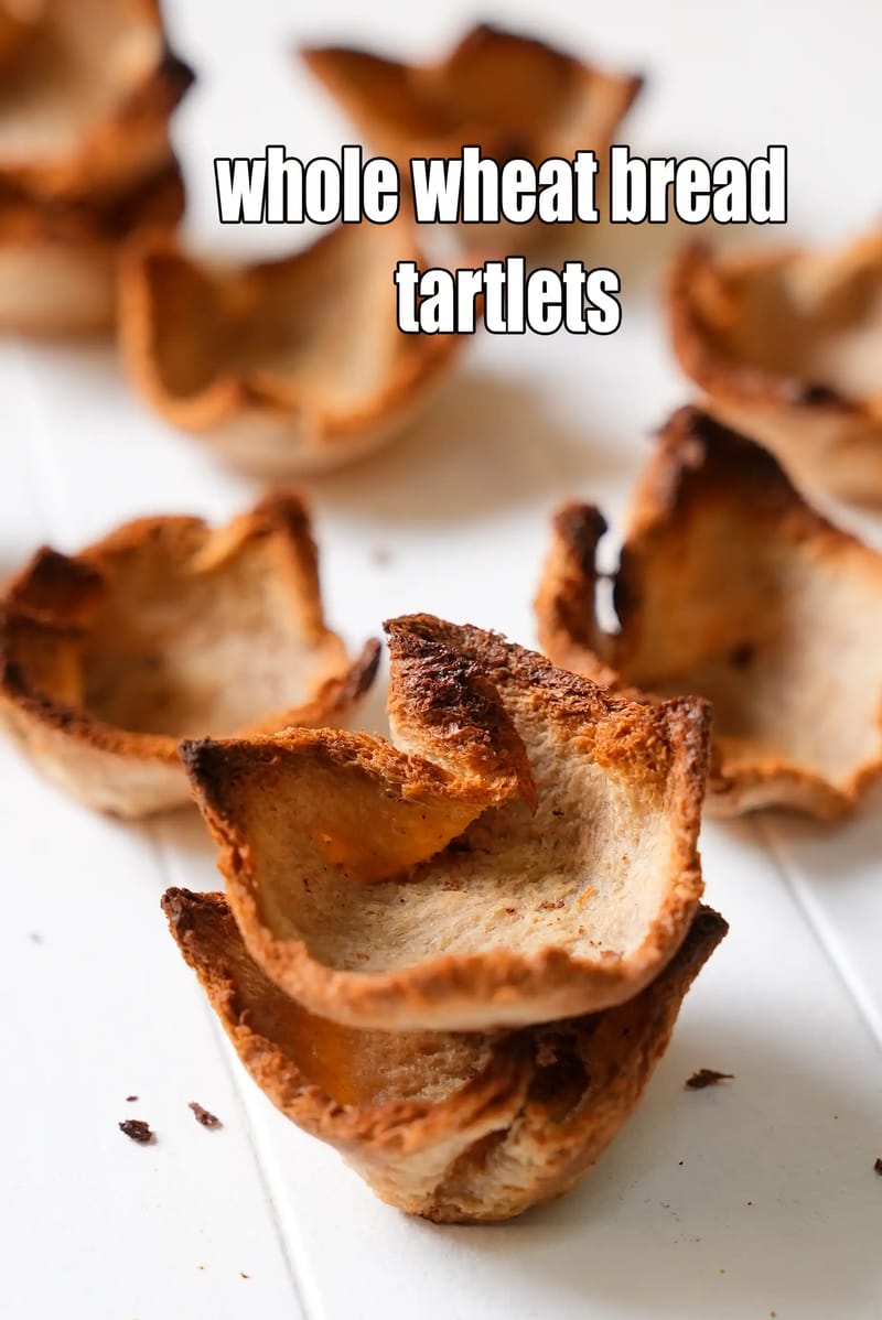 Whole wheat bread tartlets | Indian style bread tartlets | whole wheat bread tart cases | baked whole wheat bread tarts | | Tarla Dalal