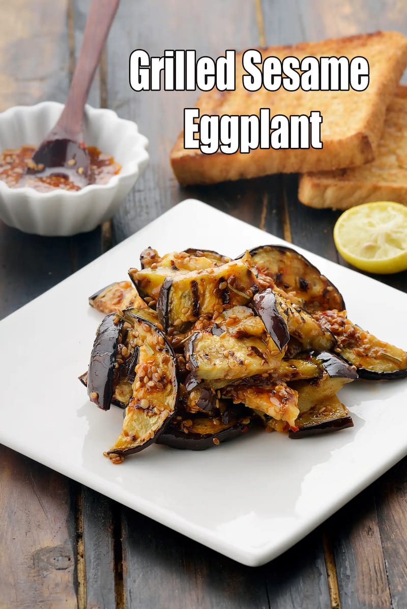Grilled Sesame Eggplant | Tarla Dalal