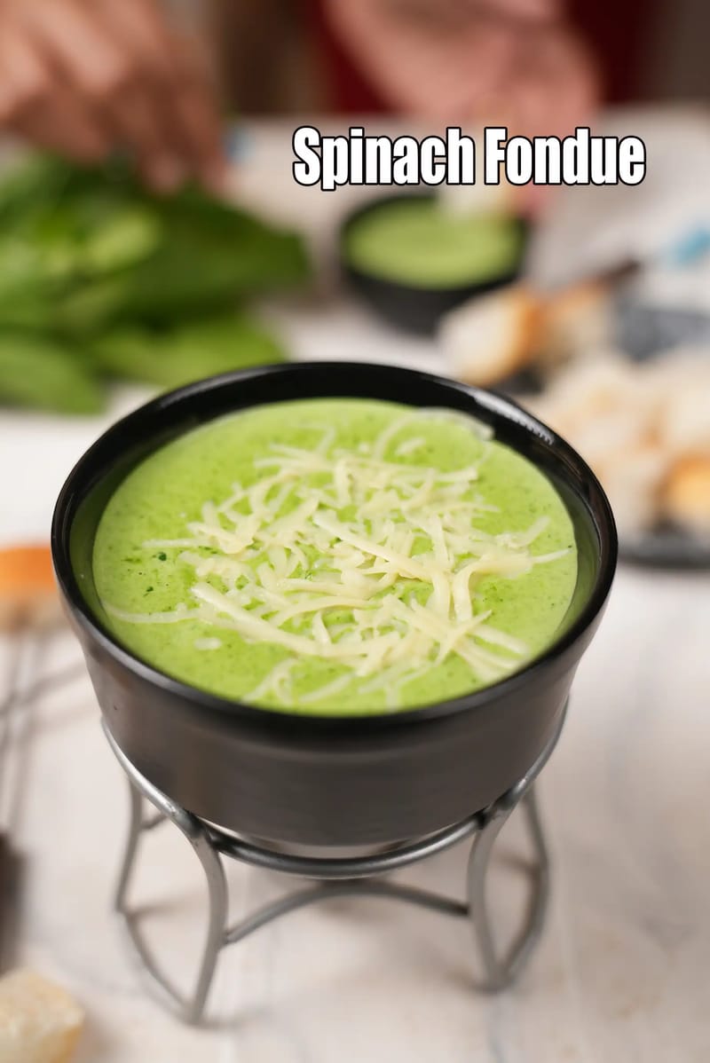Spinach fondue recipe | Indian spinach cheese fondue | creamy spinach fondue | | Tarla Dalal