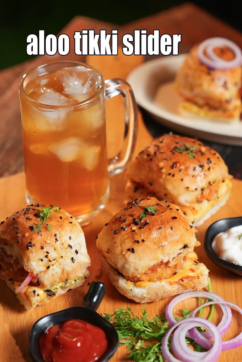 Aloo tikki slider recipe | Indian style tikki slider | cheesy aloo tikki pav | | Tarla Dalal