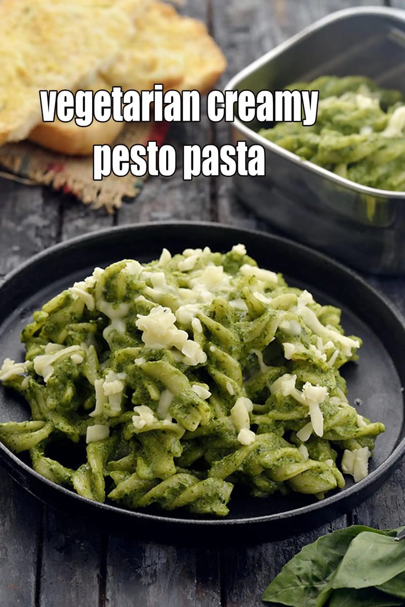 Vegetarian creamy pesto pasta | Indian style veg pesto pasta | veg pesto pasta for tiffin | | Tarla Dalal