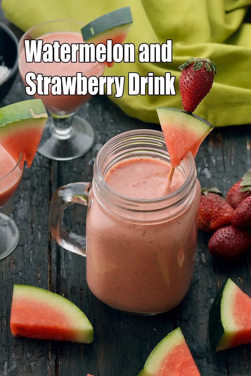 Watermelon and Strawberry Drink | Strawberry Watermelon Ice-cream shake |  Indian Summer Cooler | | Tarla Dalal