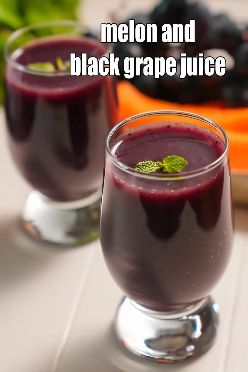 Melon and black grape juice recipe | cantaloupe grape juice | healthy Indian kharbooja angoor juice | | Tarla Dalal