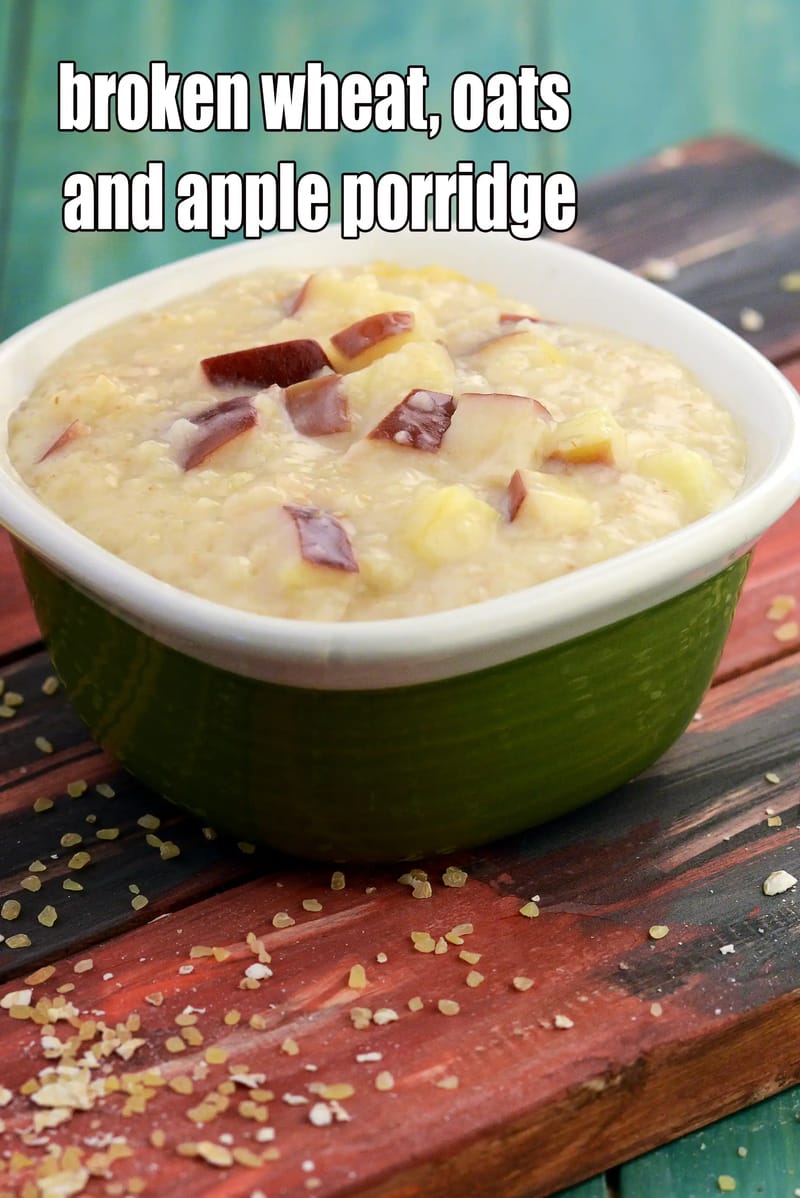 Broken wheat, oats and apple porridge recipe | dalia oats apple porridge | healthy apple oats broken wheat Indian porridge | | Tarla Dalal