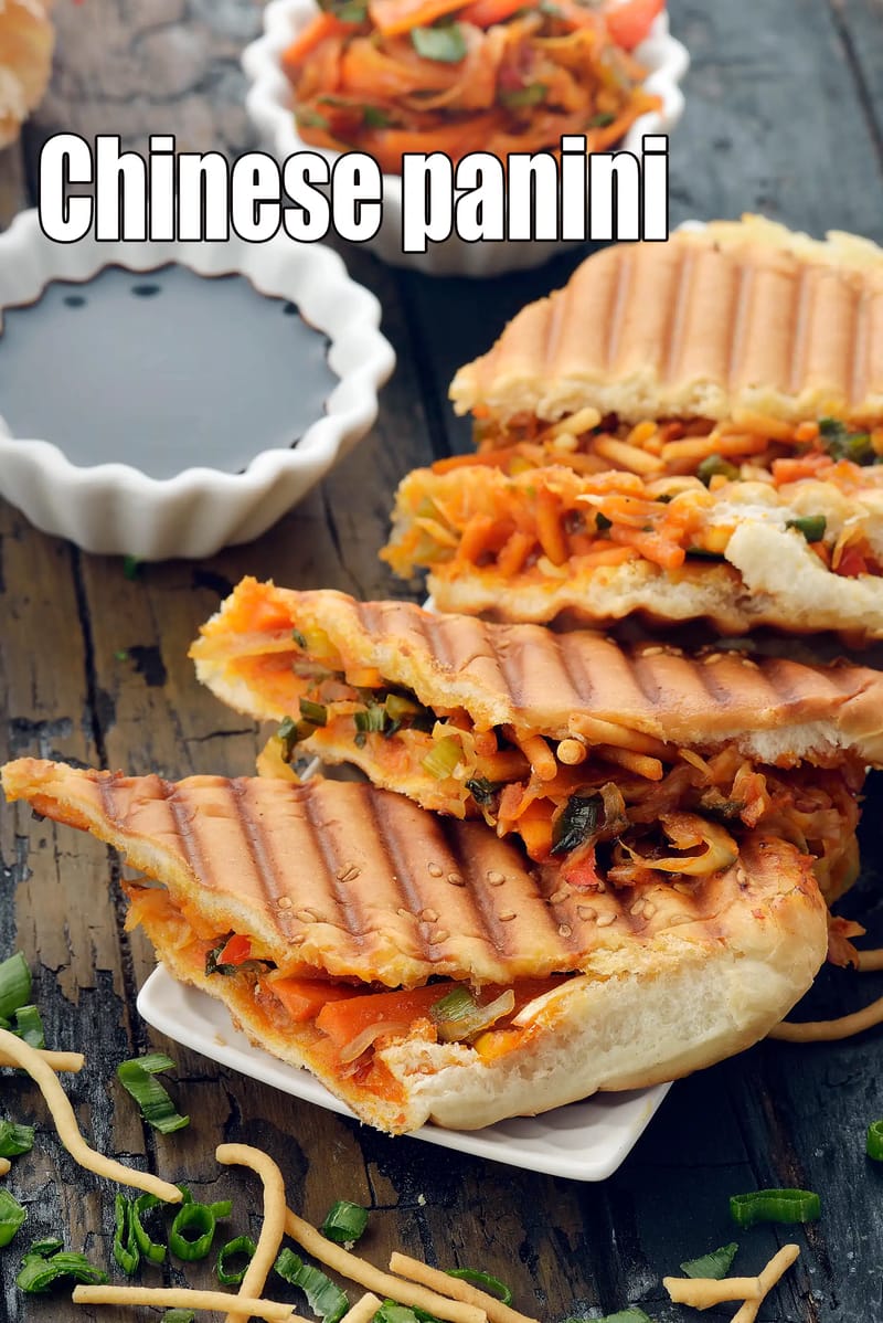 Chinese panini recipe | Indian style grilled panini | Indo Chinese style veg grilled panini | grilled vegetable panini | | Tarla Dalal