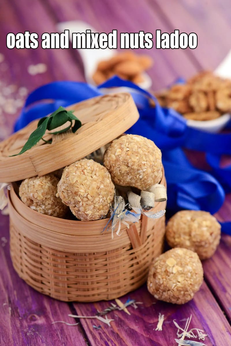 Oats and mixed nuts ladoo recipe | healthy oats laddu | oats dry fruits ladoo | how to make oats laddu | | Tarla Dalal