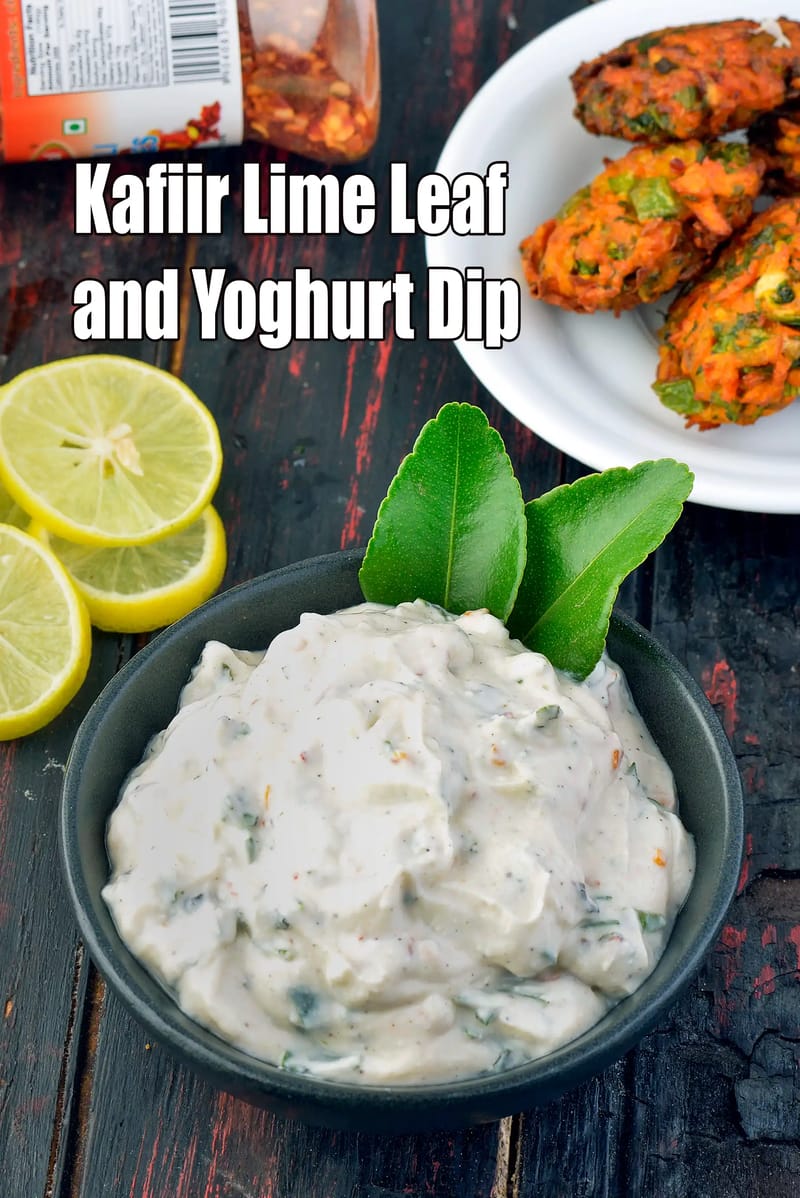 Kaffir lime leaf yogurt dip | mint kaffir lime dip |  yogurt and lime leaf chutney | Indian fusion dip | | Tarla Dalal