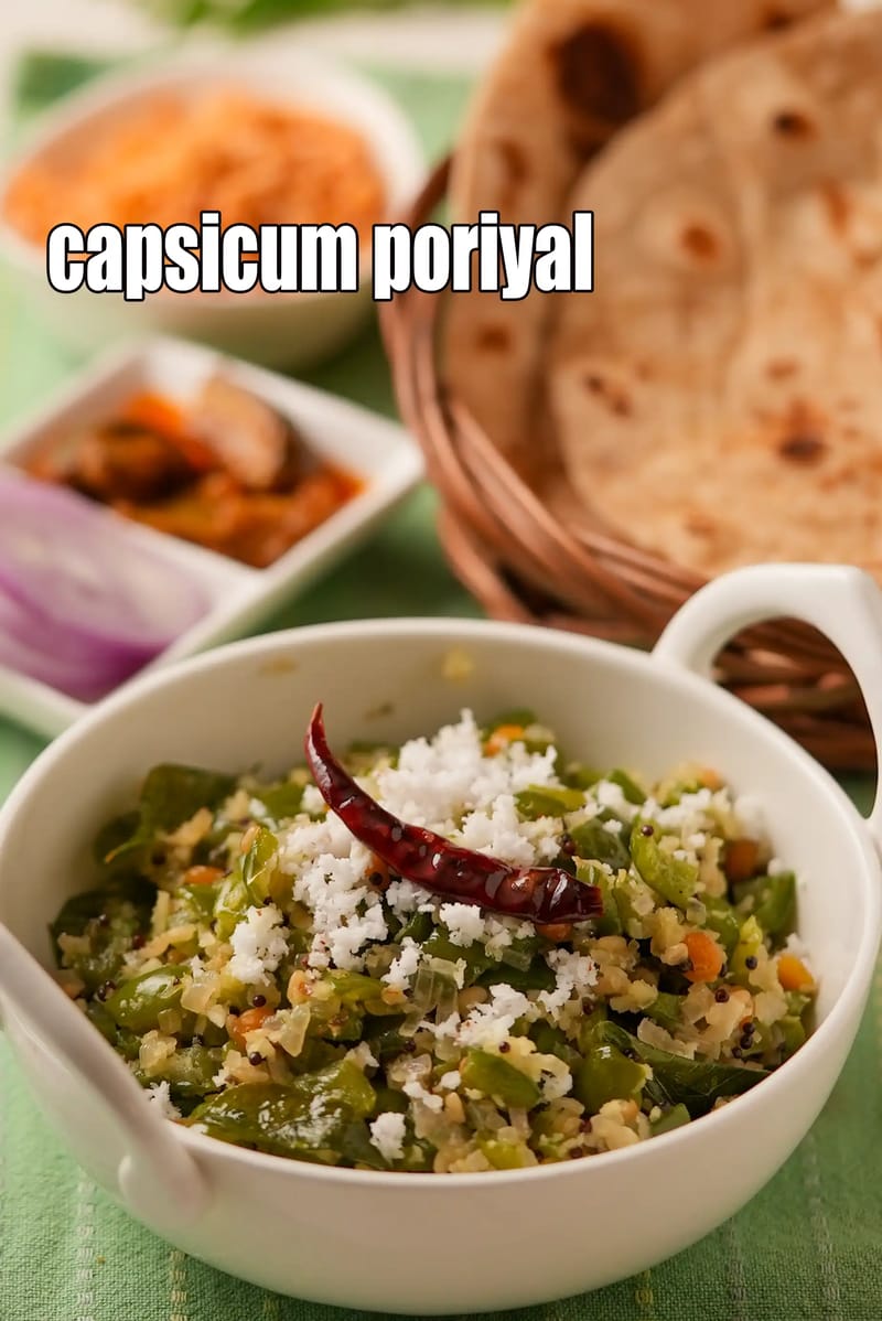 Capsicum poriyal recipe | South Indian style capsicum poriyal | capsicum thoran | | Tarla Dalal