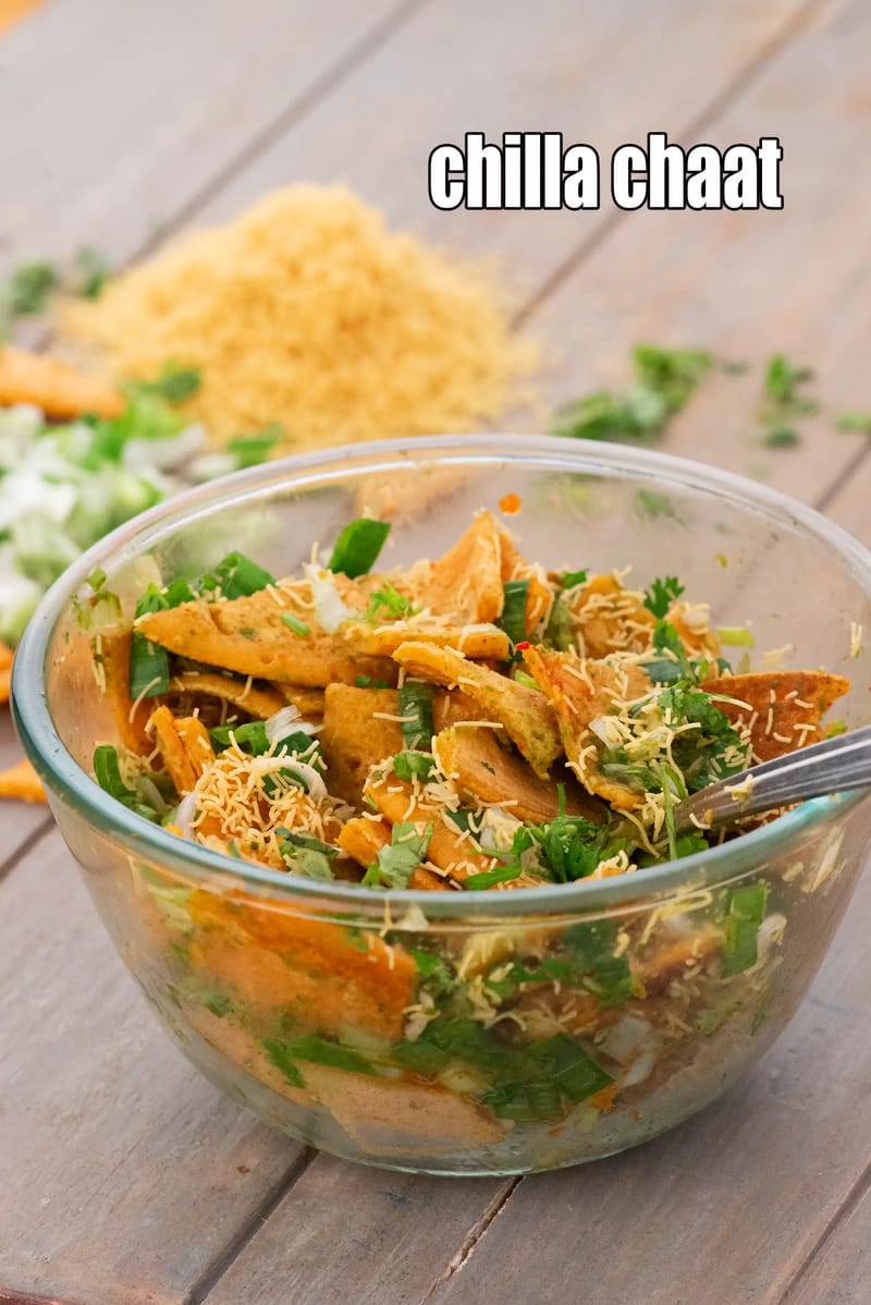 Chilla chaat recipe | besan cheela chaat | | Tarla Dalal