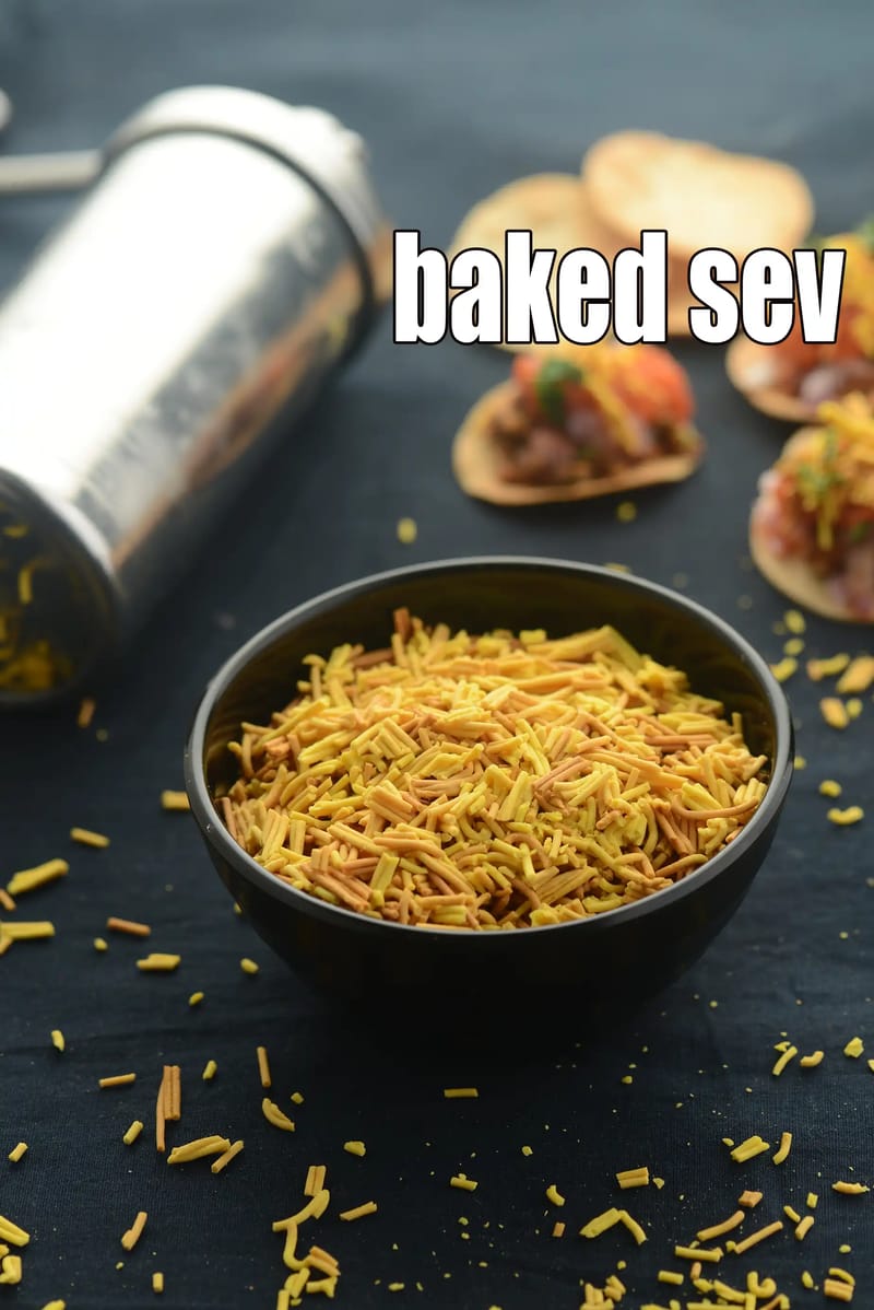 Baked sev recipe | baked sev for chaats, snacks | healthy baked sev | | Tarla Dalal