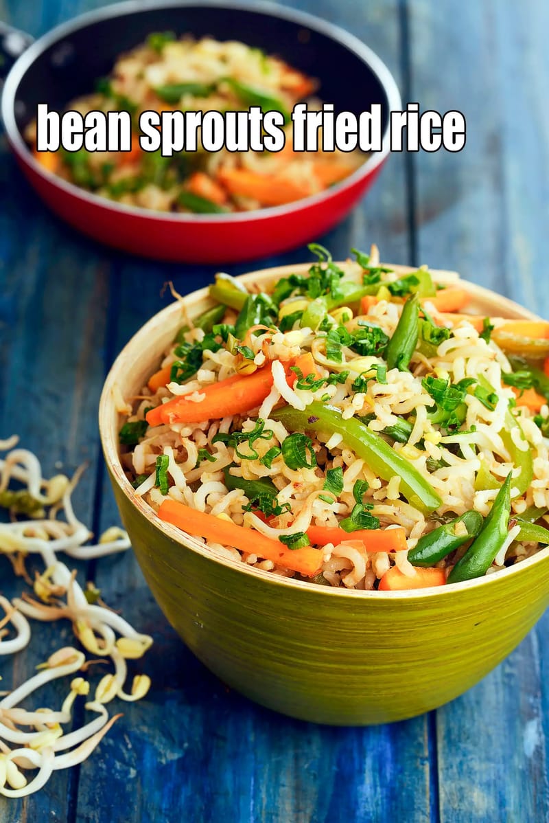 Bean sprouts fried rice recipe | Indian fried rice with bean sprouts | healthy sprouts fried rice | | Tarla Dalal