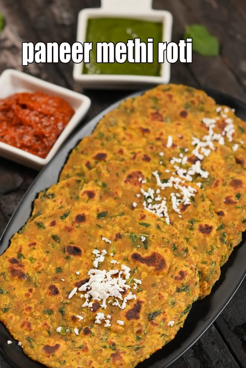 Paneer methi roti recipe | healthy whole wheat paneer methi roti | cottage cheese fenugreek roti | | Tarla Dalal