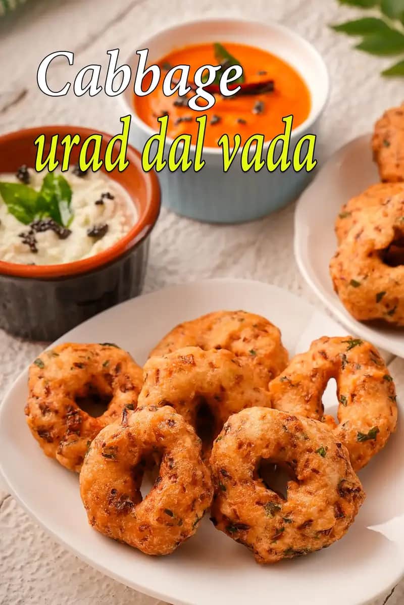 Cabbage Urad Dal Vada Recipe (Cabbage Medu Vada)