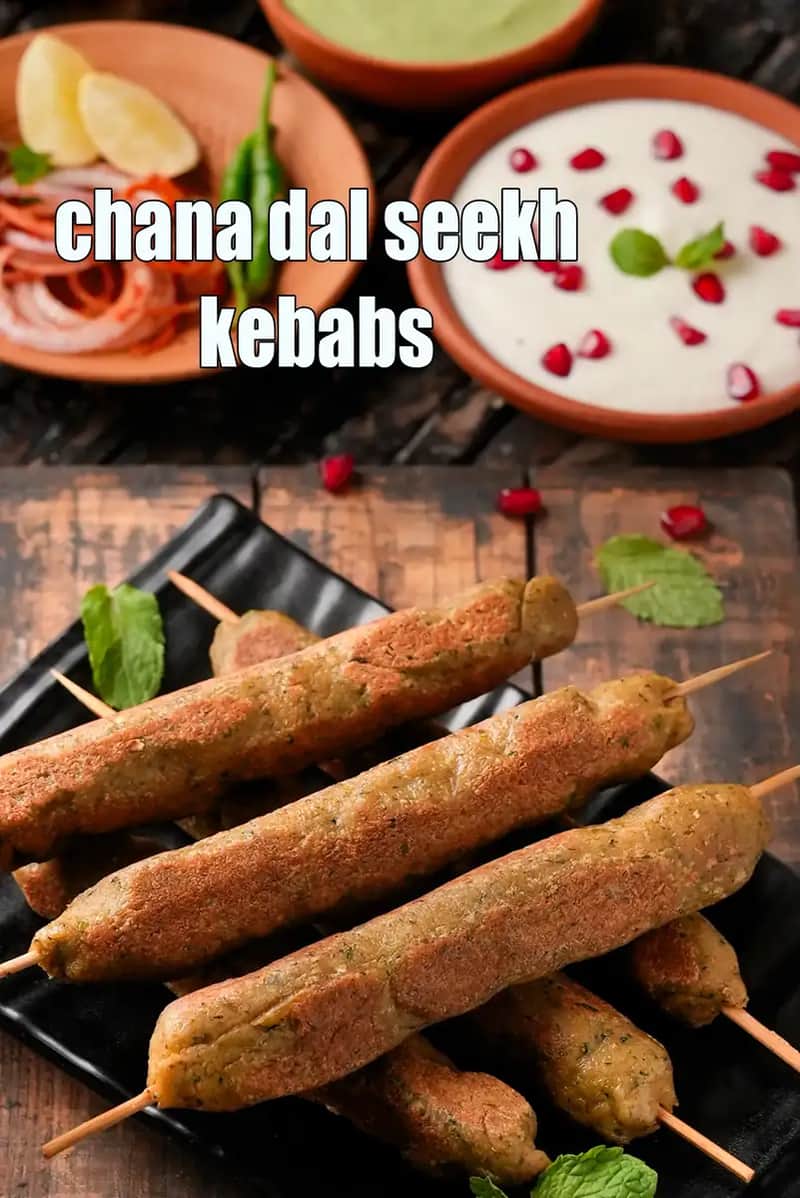 Chana Dal Seekh Kebabs Recipe (Jain Vegetarian Kebab)