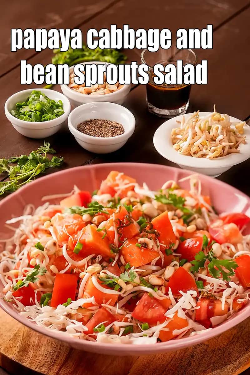 Papaya Cabbage And Bean Sprouts Salad Recipe
