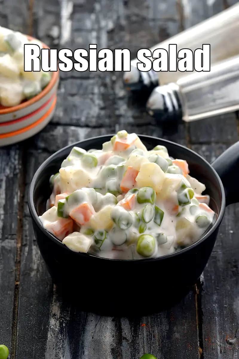 Russian Salad Recipe (Vegetarian Russian Salad)