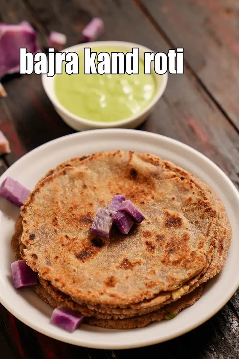 Bajra Kand Roti Recipe (Black Millet Purple Yam Paratha)