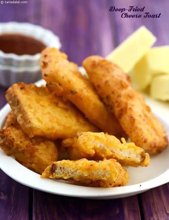 Deep- Fried Cheese Toast Recipe (Vegetarian Recipes)
