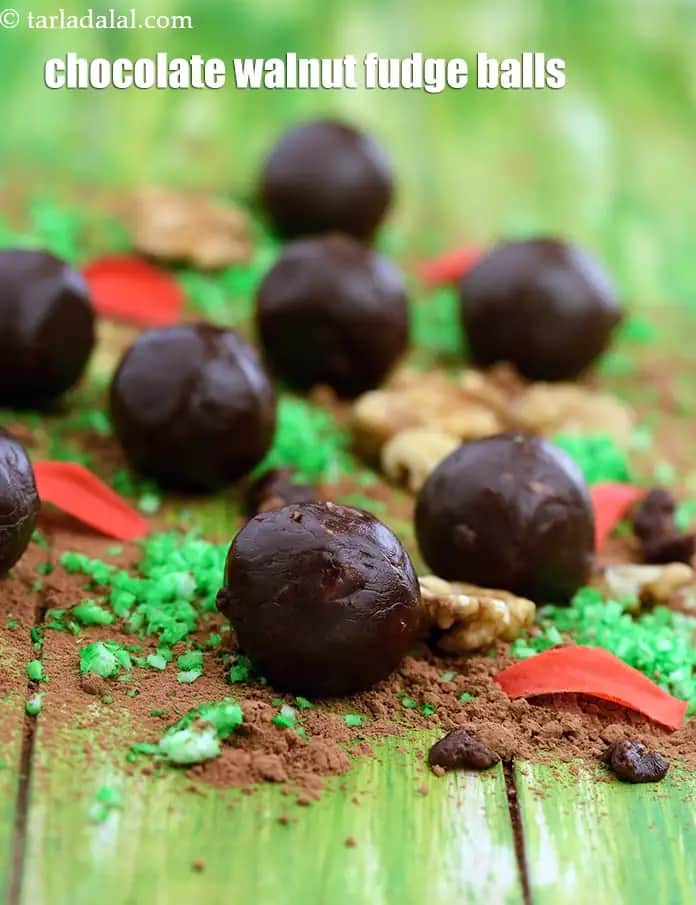 Chocolate Walnut Fudge Balls Recipe (5 Minute Balls)