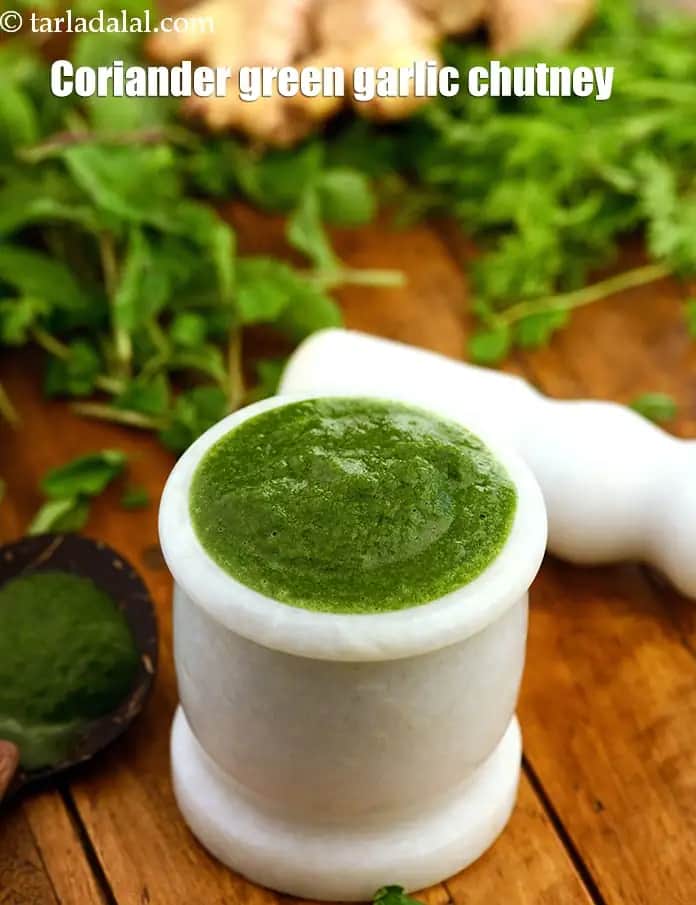 Coriander Green Garlic Chutney Recipe