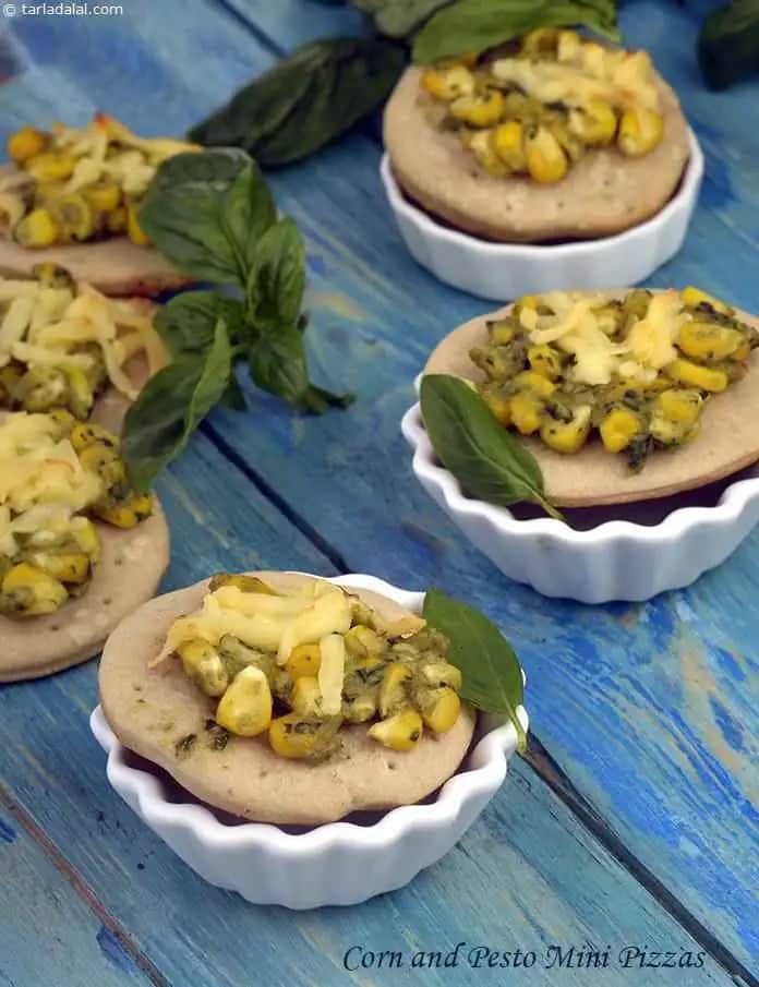 Corn And Pesto Mini Pizzas Recipe (Quick Pizza)