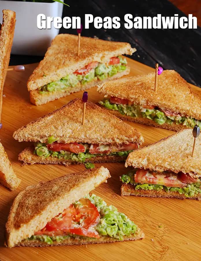 Green Peas Sandwich Recipe (Indian Style Matar Sandwich)