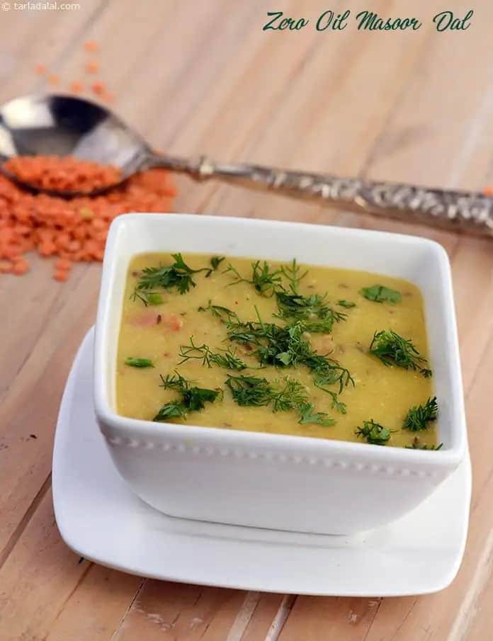 Zero Oil Masoor Dal Recipe