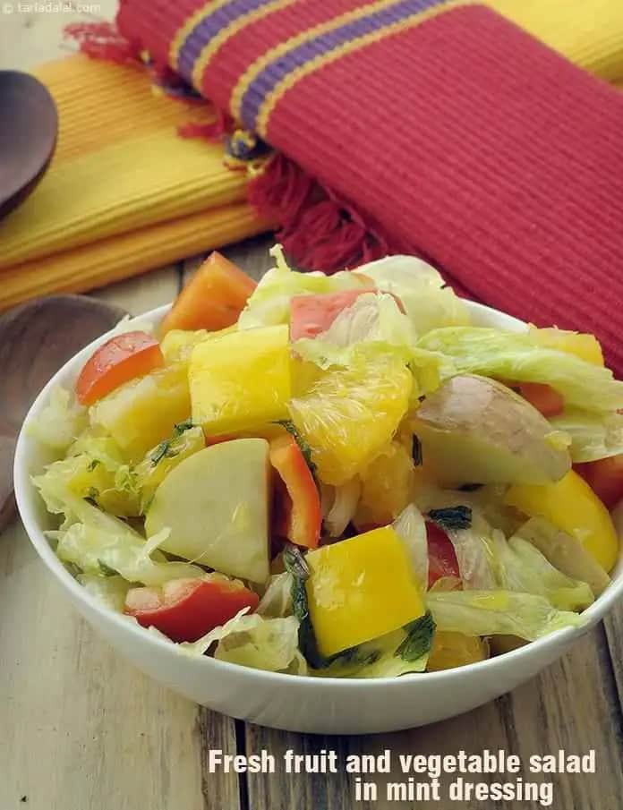 Fresh Fruit And Vegetable Salad In A Mint Dressing Recipe