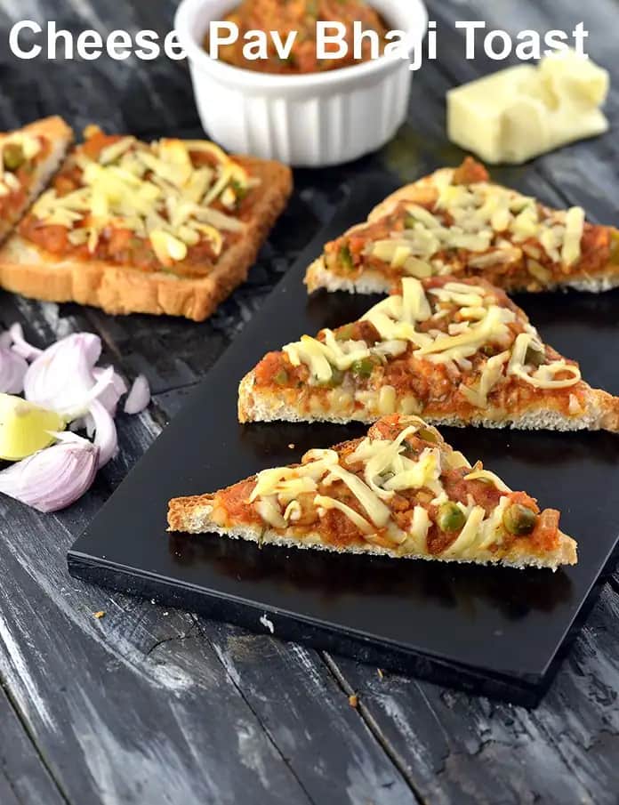 Cheese Pav Bhaji Toast Recipe (Leftover Pav Bhaji Toast)