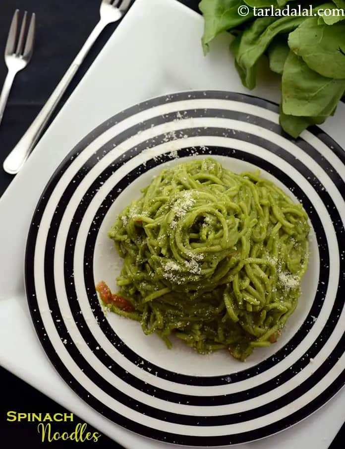 Spinach Noodles Recipe (Indian Style Spinach Noodles)