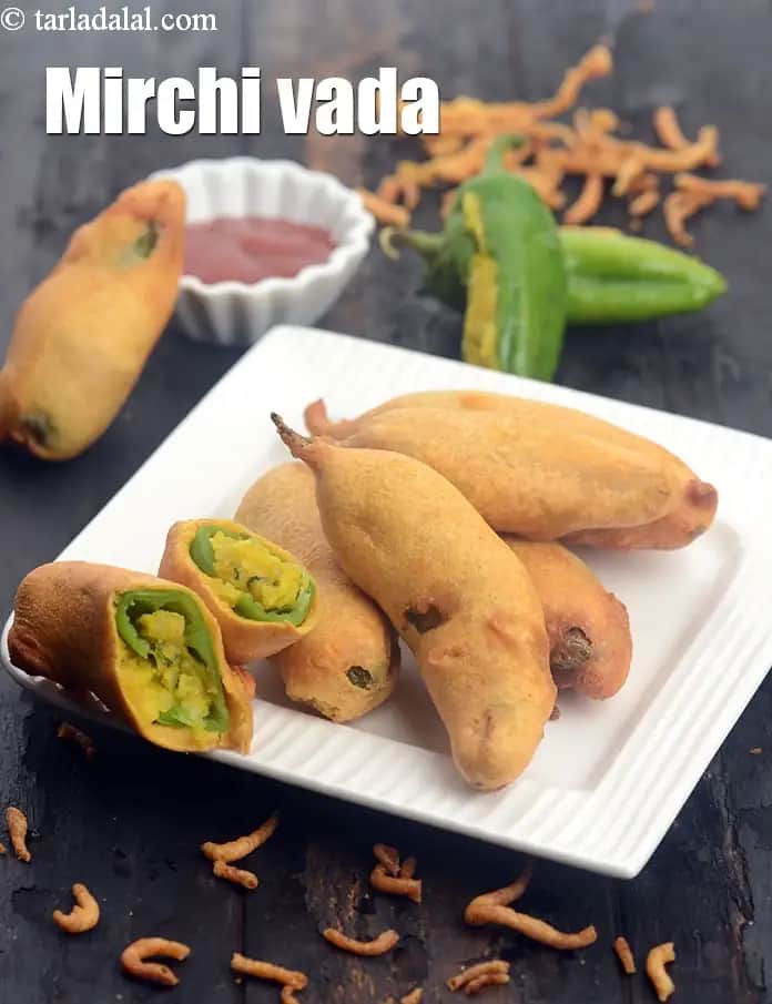 Mirchi Vada Recipe (Indian Stuffed Mirchi Bada)