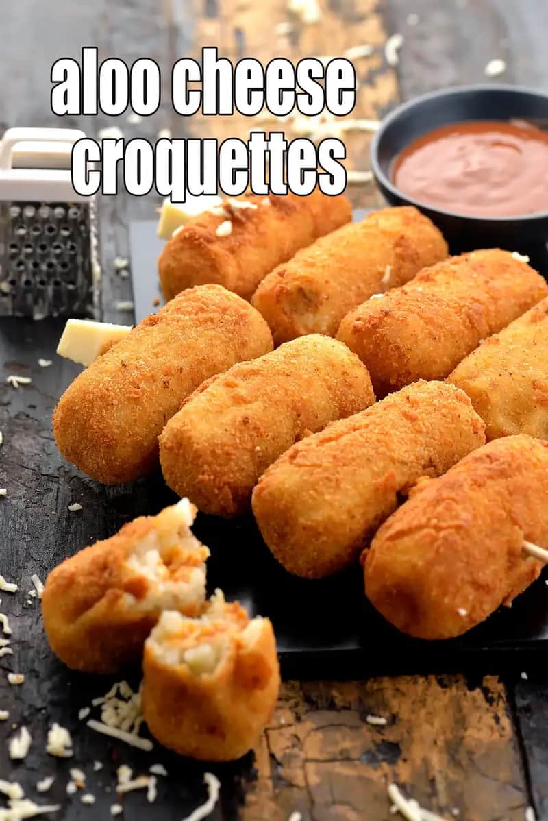 Aloo Cheese Croquettes Recipe (Potato And Cheese Rolls)