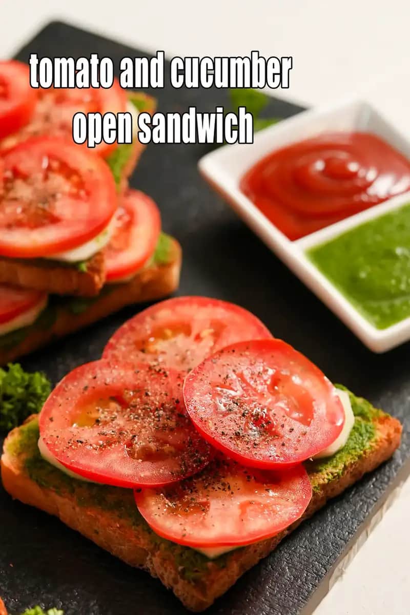Tomato Cucumber Open Sandwich Recipe