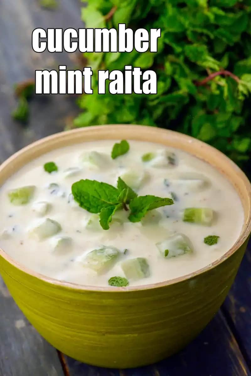 Cucumber Mint Raita Recipe (Cucumber Pudina Raita)